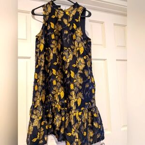 Anthropologie Navy Polka Dot Dress